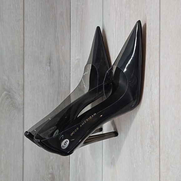 Good American Women "Like New" Cinderella Clear The Pointed toe heels shoes sz 9 - Picture 2 of 12